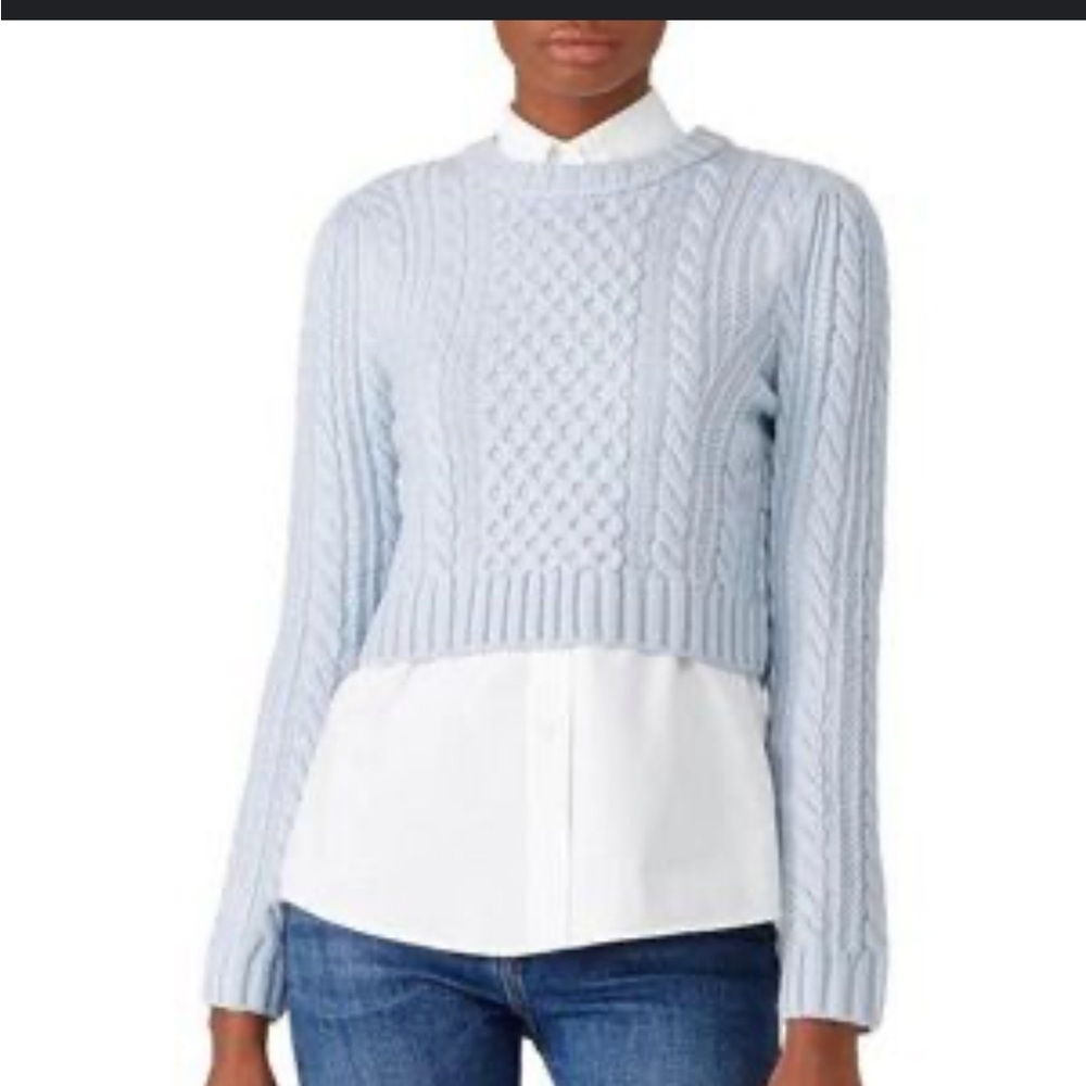 Milly Black Size Petite 100% Wool Puffed Sleeve Crop Sweater
